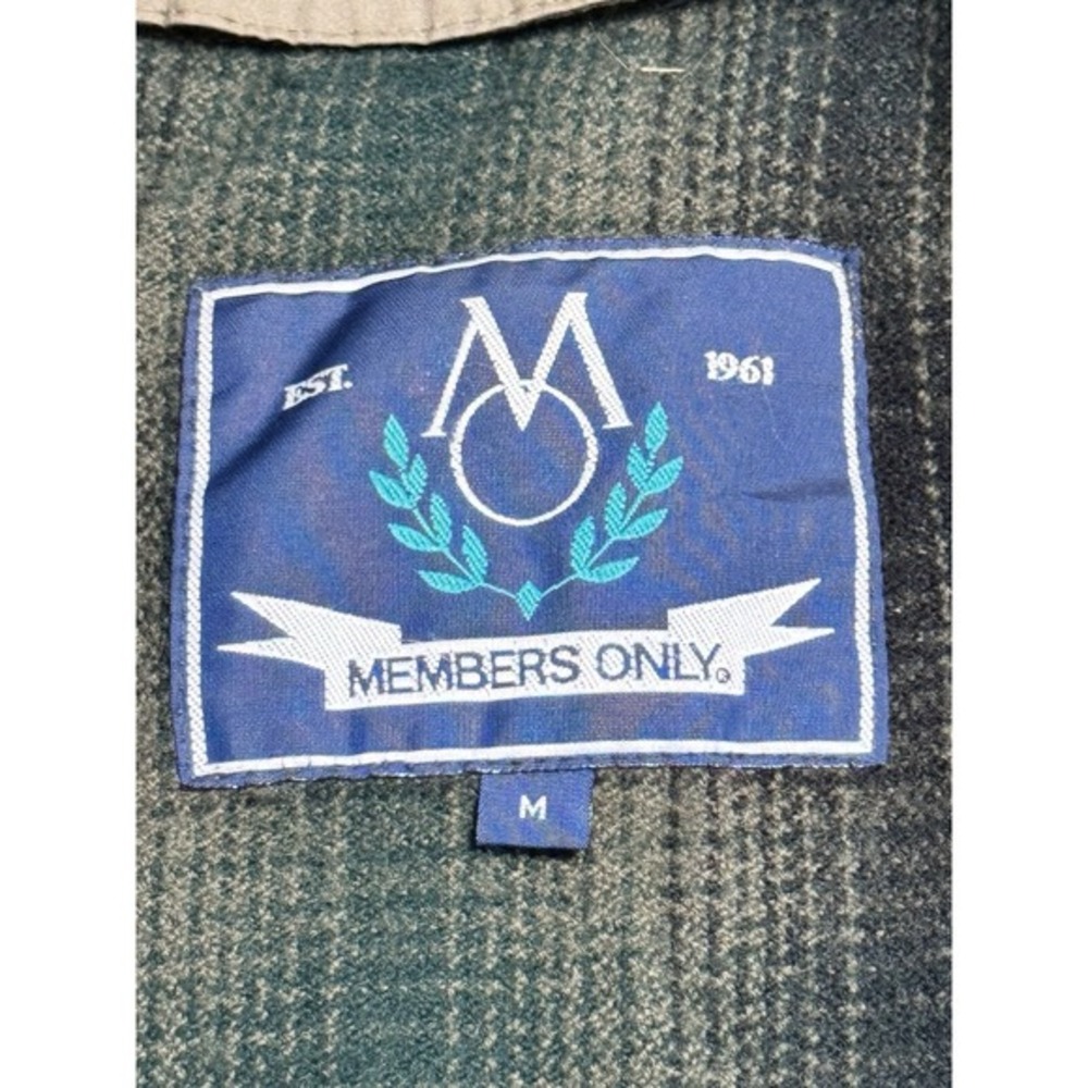 Members Only‎ Mens Jacket Vintage Green Blue Bomber Full Zip Lined Size Medium - Picture 9 of 13